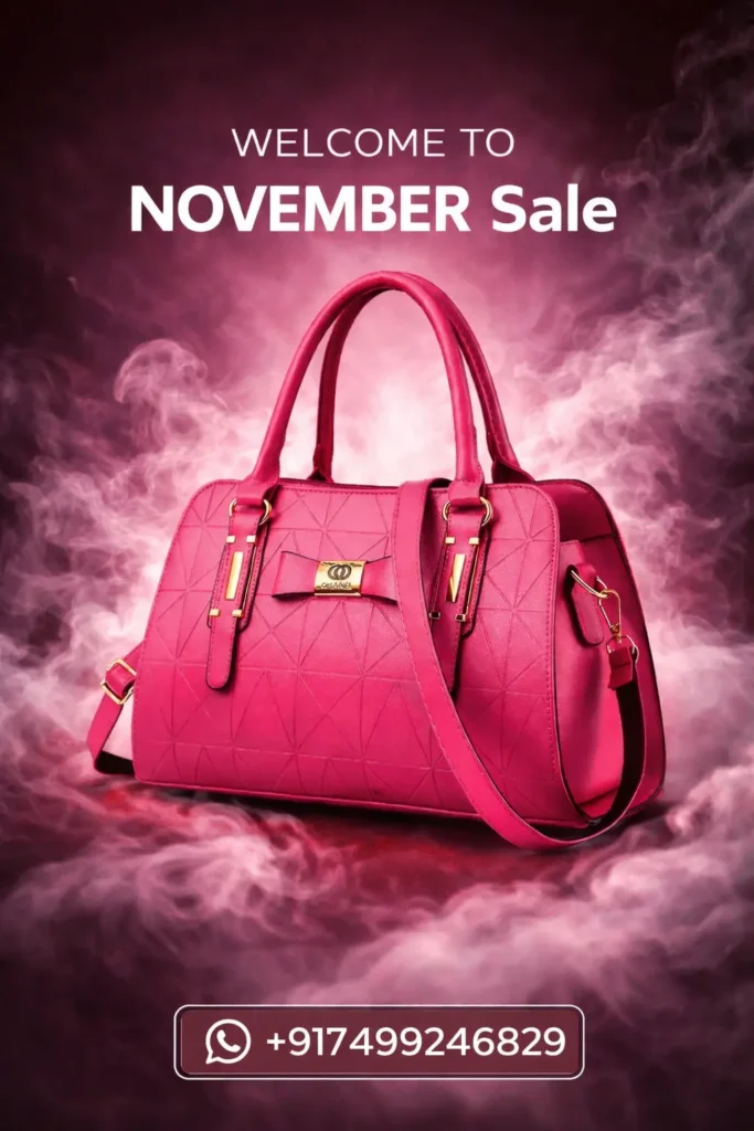 AI-generated handbag promotional banner design for social media marketing